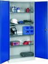 Flügeltürschrank (Werkstattschrank) HxBxT 1950x920x420 mm/Lichtgrau-Enzianblau
