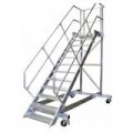 Stabilo® Treppen mit Plattform, fahrbar, Leichtmetall-Aluminium - Neigung 45° - Stufenbreite 60, 80, 100 cm