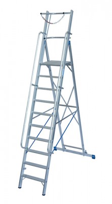 Stabilo® Professional Stufen-StehLeiter, Sicherheitsbügel & Absicherung, fahrbar - Alu - Arbeitshöhe 4.35 m - 1 x 10 Stufen