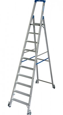 Stabilo® Professional Stufen-StehLeiter, fahrbar - Alu - Arbeitshöhe 4.35 m - 1 x 10 Stufen