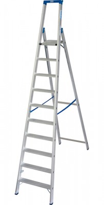 Stabilo® Professional Stufen-StehLeiter mit Multifunktionsschale - Alu - Arbeitshöhe 4.35 m - 1 x 10 Stufen