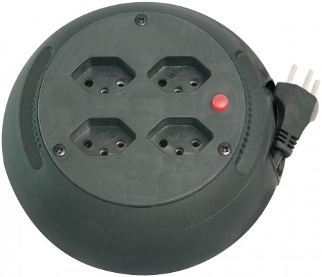 Kabelbox Comfort Line 4-fach, IP20, 4 Steckdosen - Ø 180 mm / 4 m / 3 x 1.0 mm² / 230 V - schwarz - VE = 2 Stück