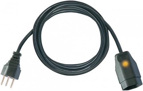 Verlängerungskabel 3-polig IP20, Stecker T12, Kupplung T13 - Länge 5 m / 3 x 1.0 mm² / 230 V / 10 A - schwarz - VE = 4 Stück