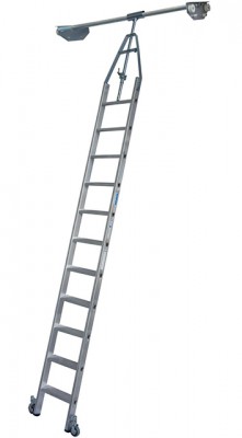 Stabilo® Professional Stufen-RegalLeiter Doppelregal, Rundrohr-Schienenanlage - Alu - Arbeitshöhe 3.85 m - 1 x 11 Stufen