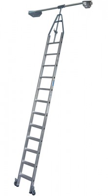 Stabilo® Professional Stufen-RegalLeiter Doppelregal, Rundrohr-Schienenanlage - Alu - Arbeitshöhe 4.10 m - 1 x 12 Stufen