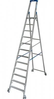Stabilo® Professional Stufen-StehLeiter, fahrbar - Alu - Arbeitshöhe 4.80 m - 1 x 12 Stufen