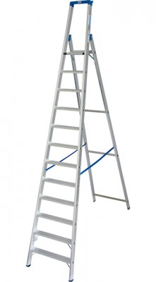 Stabilo® Professional Stufen-StehLeiter mit Multifunktionsschale - Alu - Arbeitshöhe 4.80 m - 1 x 12 Stufen