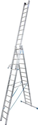 Stabilo® Sprossen-VielzweckLeiter, mit Wandlaufrollen, dreiteilig - Alu - Arbeitshöhen 4.95 m bis 10.95 m - 3 x 14 Sprossen