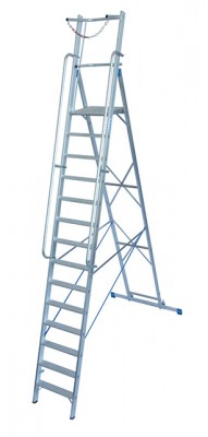 Stabilo® Professional Stufen-StehLeiter, Sicherheitsbügel & Absicherung, fahrbar - Alu - Arbeitshöhe 5.30 m - 1 x 14 Stufen