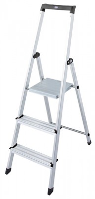 Monto® Solidy® Stufen-StehLeiter - Alu - Arbeitshöhe 2.65 m - 1 x 3 Stufen