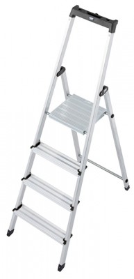 Monto® Solidy® Stufen-StehLeiter - Alu - Arbeitshöhe 2.85 m - 1 x 4 Stufen