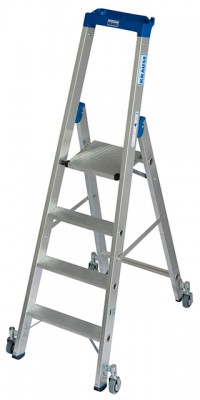 Stabilo® Professional Stufen-StehLeiter, fahrbar - Alu - Arbeitshöhe 2.95 m - 1 x 4 Stufen