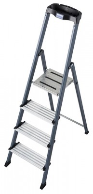 Monto® Securo® Stufen-StehLeiter, eloxiert - Arbeitshöhe 2.85 m - 1 x 4 Stufen