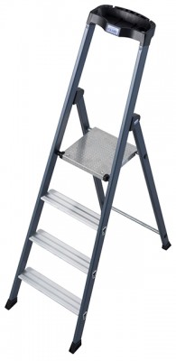 Monto® SePro S® Stufen-StehLeiter, eloxiert - Alu - Arbeitshöhe 2.85 m - 1 x 4 Stufen