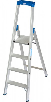 Stabilo® Professional Stufen-StehLeiter mit Multifunktionsschale - Alu - Arbeitshöhe 2.95 m - 1 x 4 Stufen