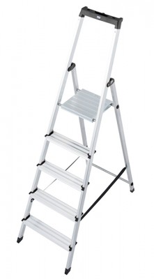 Monto® Solidy® Stufen-StehLeiter - Alu - Arbeitshöhe 3.05 m - 1 x 5 Stufen
