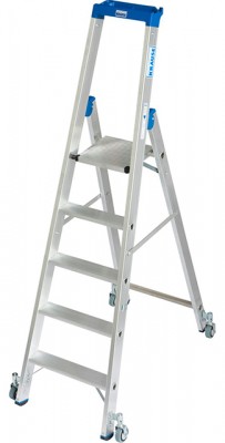 Stabilo® Professional Stufen-StehLeiter, fahrbar - Alu - Arbeitshöhe 3.20 m - 1 x 5 Stufen