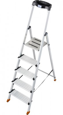 Monto® Sepuro® Stufen-StehLeiter - Alu - Arbeitshöhe 3.05 m - 1 x 5 Stufen
