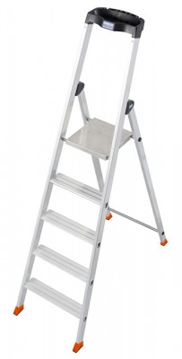 Monto® Solido® Stufen-StehLeiter - Alu - Arbeitshöhe 3.05 m - 1 x 5 Stufen
