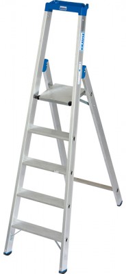 Stabilo® Professional Stufen-StehLeiter mit Multifunktionsschale - Alu - Arbeitshöhe 3.20 m - 1 x 5 Stufen