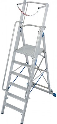 Stabilo® Professional Stufen-StehLeiter, Sicherheitsbügel & Absicherung, fahrbar - Alu - Arbeitshöhe 3.40 m - 1 x 6 Stufen