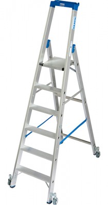 Stabilo® Professional Stufen-StehLeiter, fahrbar - Alu - Arbeitshöhe 3.40 m - 1 x 6 Stufen
