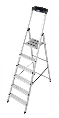 Monto® Safety® Stufen-StehLeiter - Alu - Arbeitshöhe 3.25 m - 1 x 6 Stufen