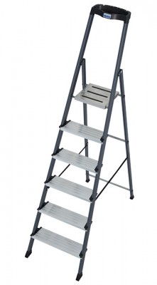 Monto® Securo® Stufen-StehLeiter, eloxiert - Arbeitshöhe 3.30 m - 1 x 6 Stufen