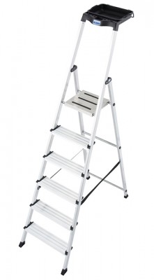 Monto® Secury® Stufen-StehLeiter mit MultiGrip®-System - Alu - Arbeitshöhe 3.25 m - 1 x 6 Stufen