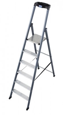 Monto® SePro S® Stufen-StehLeiter, eloxiert - Alu - Arbeitshöhe 3.25 m - 1 x 6 Stufen