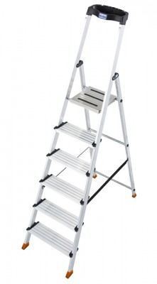 Monto® Sepuro® Stufen-StehLeiter - Alu - Arbeitshöhe 3.25 m - 1 x 6 Stufen