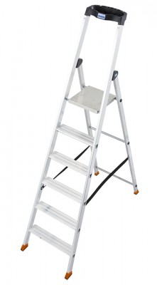 Monto® Solido® Stufen-StehLeiter - Alu - Arbeitshöhe 3.30 m - 1 x 6 Stufen