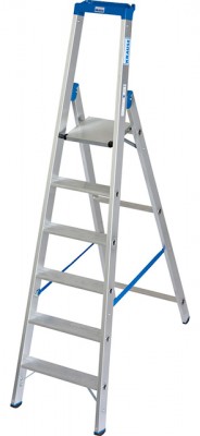 Stabilo® Professional Stufen-StehLeiter mit Multifunktionsschale - Alu - Arbeitshöhe 3.40 m - 1 x 6 Stufen