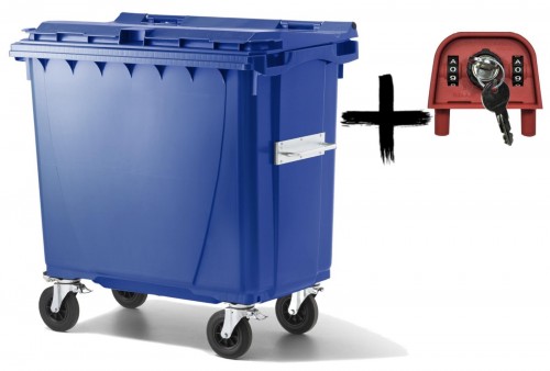 770 Liter Kunststoffcontainer Blau mit Zahlen-Kippschloss