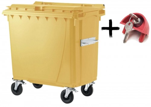 770 Liter Kunststoffcontainer Gelb mit Automatikschloss