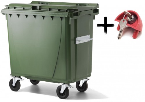770 Liter Kunststoffcontainer Grün mit Automatikschloss