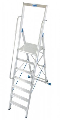 Stabilo® Professional Stufen-StehLeiter, Standplattform & Sicherheitsbügel, fahrbar - Alu - Arbeitshöhe 3.65 m - 1 x 7 Stufen