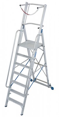 Stabilo® Professional Stufen-StehLeiter, Sicherheitsbügel & Absicherung, fahrbar - Alu - Arbeitshöhe 3.65 m - 1 x 7 Stufen