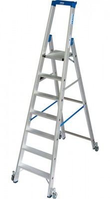 Stabilo® Professional Stufen-StehLeiter, fahrbar - Alu - Arbeitshöhe 3.65 m - 1 x 7 Stufen