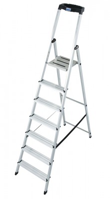 Monto® Safety® Stufen-StehLeiter - Alu - Arbeitshöhe 3.50 m - 1 x 7 Stufen