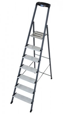 Monto® Securo® Stufen-StehLeiter, eloxiert - Arbeitshöhe 3.50 m - 1 x 7 Stufen