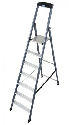 Monto® SePro S® Stufen-StehLeiter, eloxiert - Alu - Arbeitshöhe 3.50 m - 1 x 7 Stufen