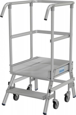 Stabilo® PodestLeiter fahrbar, einseitig begehbar, Alu, Arbeitshöhe bis 2.50m 1x2 Stufen