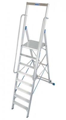 Stabilo® Professional Stufen-StehLeiter, Standplattform & Sicherheitsbügel, fahrbar - Alu - Arbeitshöhe 3.90 m - 1 x 8 Stufen