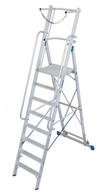 Stabilo® Professional Stufen-StehLeiter, Sicherheitsbügel & Absicherung, fahrbar - Alu - Arbeitshöhe 3.90 m - 1 x 8 Stufen