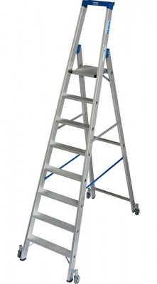 Stabilo® Professional Stufen-StehLeiter, fahrbar - Alu - Arbeitshöhe 3.90 m - 1 x 8 Stufen