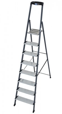 Monto® Securo® Stufen-StehLeiter, eloxiert - Arbeitshöhe 3.70 m - 1 x 8 Stufen