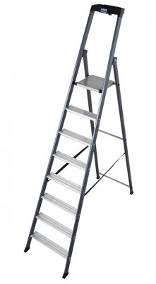 Monto® SePro S® Stufen-StehLeiter, eloxiert - Alu - Arbeitshöhe 3.70 m - 1 x 8 Stufen