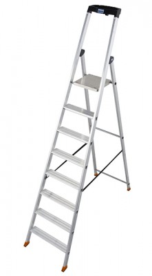 Monto® Solido® Stufen-StehLeiter - Alu - Arbeitshöhe 3.70 m - 1 x 8 Stufen