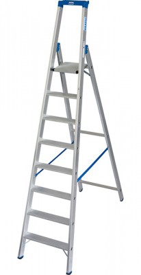 Stabilo® Professional Stufen-StehLeiter mit Multifunktionsschale - Alu - Arbeitshöhe 3.90 m - 1 x 8 Stufen